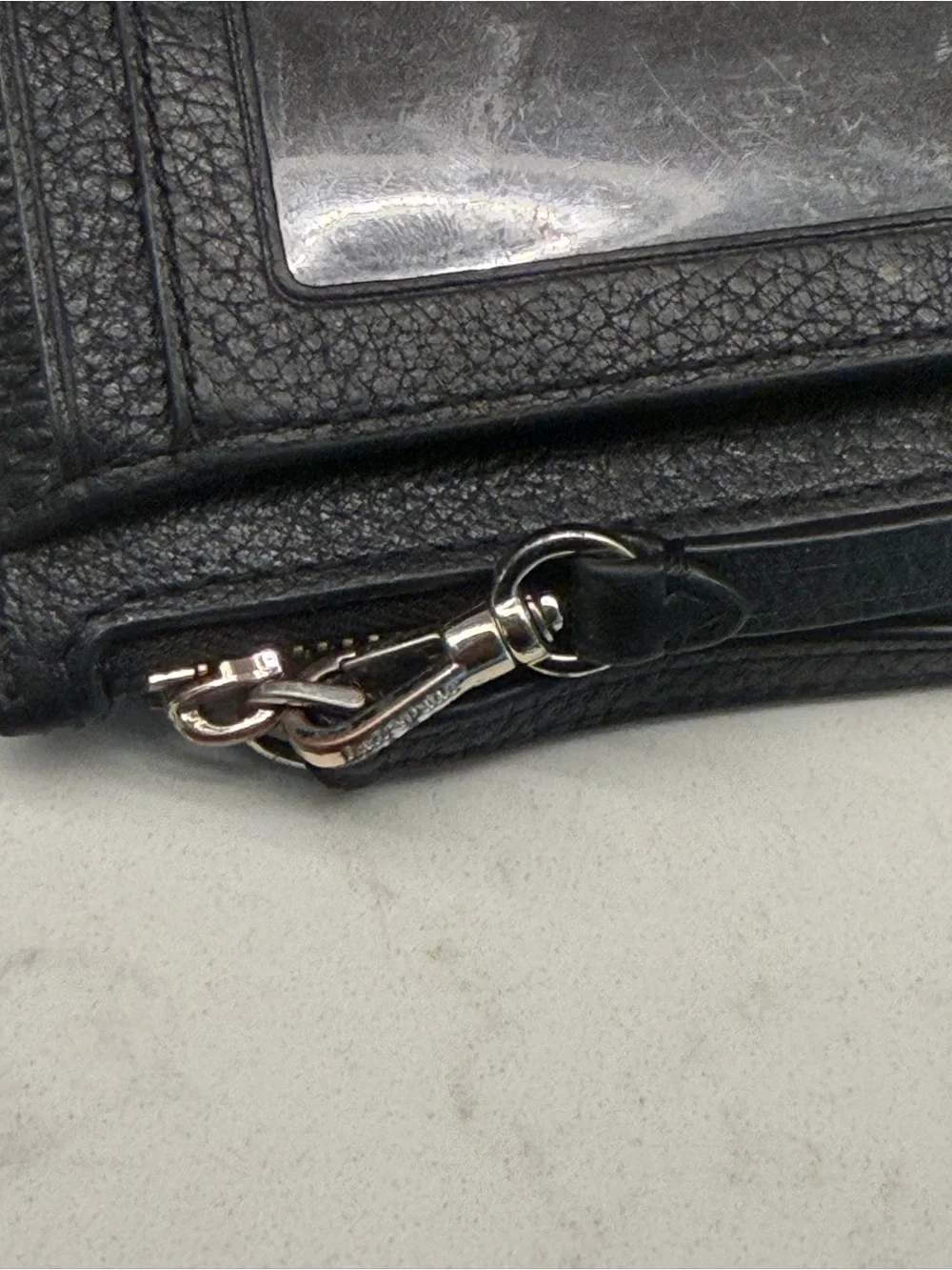 kate spade Black Leather Logo Card Wallet with Gold-tone Accent